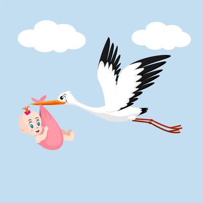 Baby and Stork